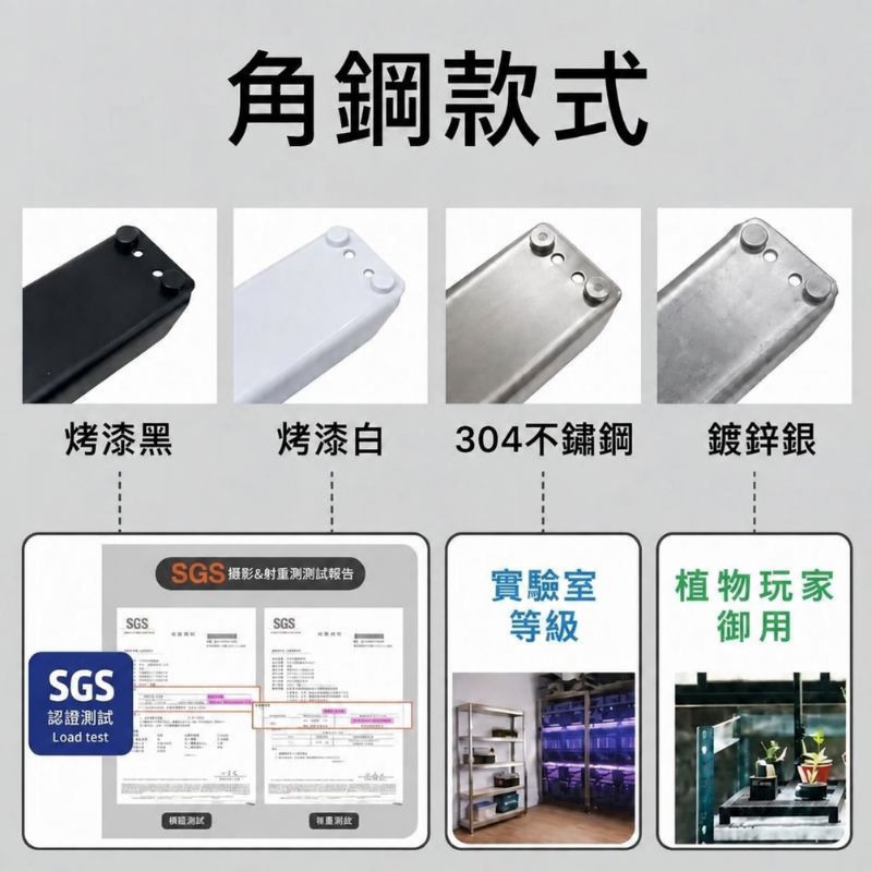 角鋼款式與載重配置的比較示意